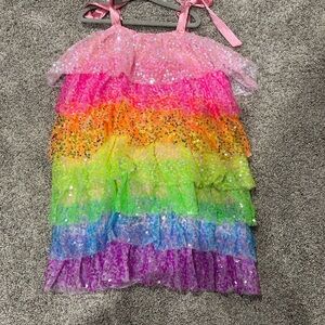 Lola and the Boys Rainbow Sequin Layered Dress
